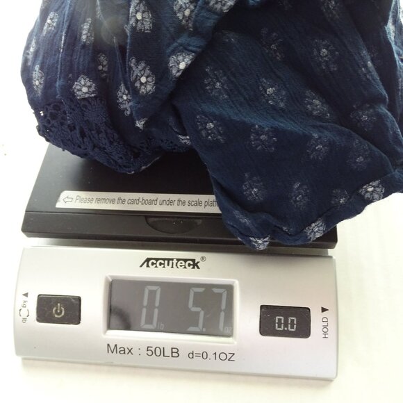 Hollister Top Women Size S Navy Blue Boho With Crochet Detail Long Sleeve FLAW - Picture 11 of 13